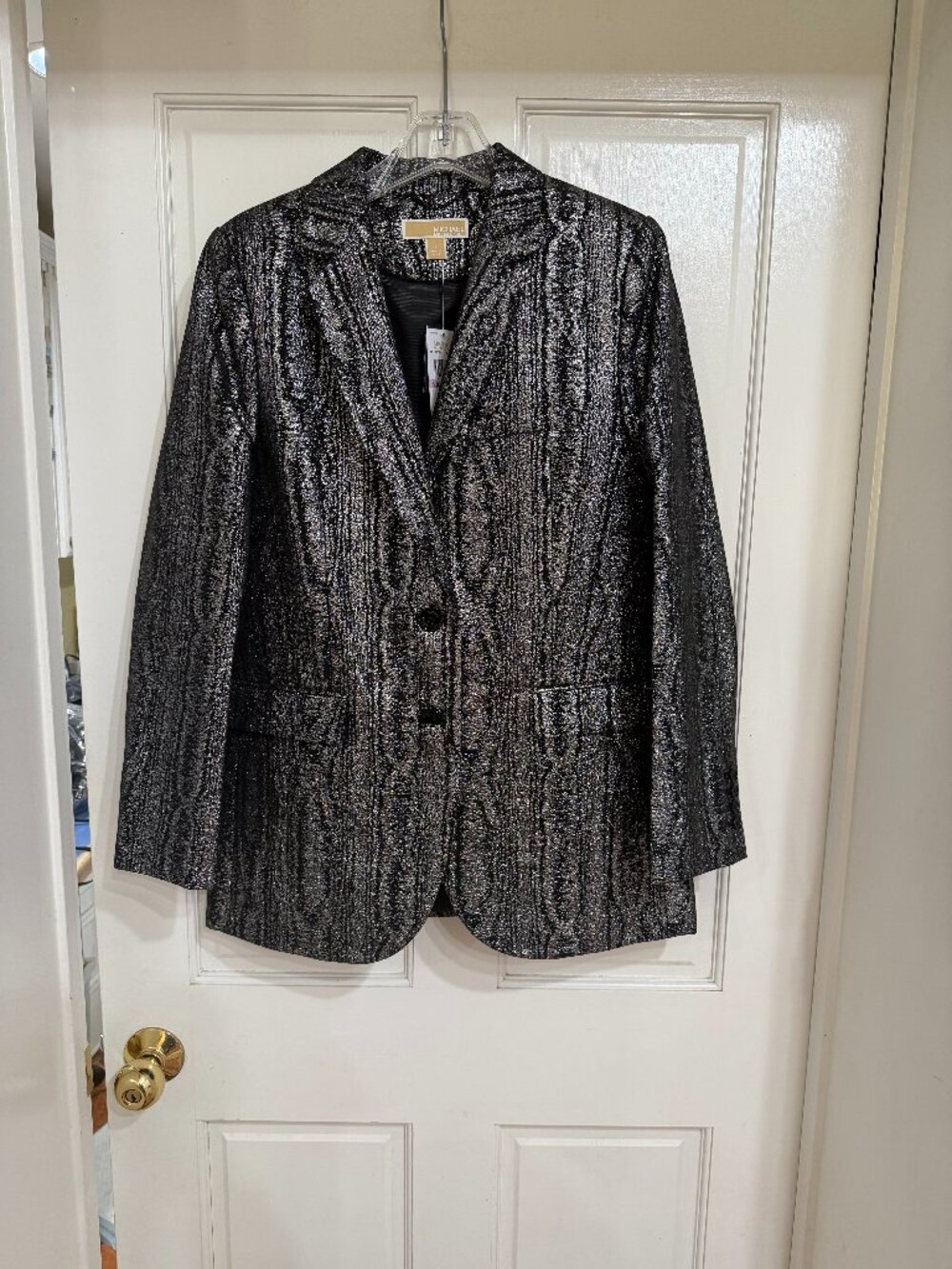 NWT $475 Michael Kors Black and Silver jacket Metallic threads sz 6